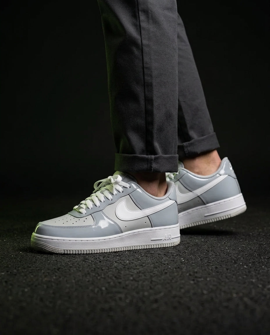 NK Leather Perforated-Toe Cupsole Trainer Wolf Grey White