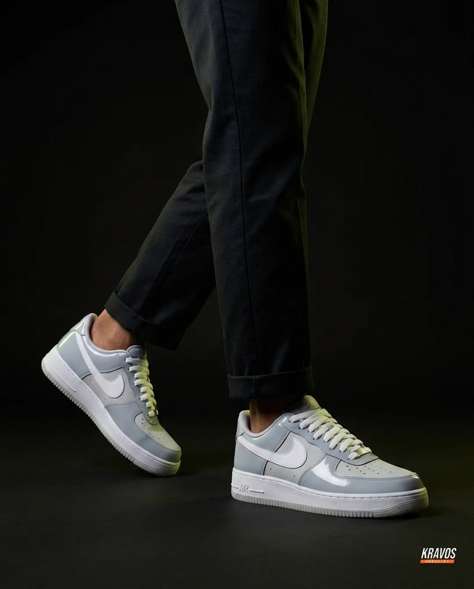 NK Leather Perforated-Toe Cupsole Trainer Wolf Grey White