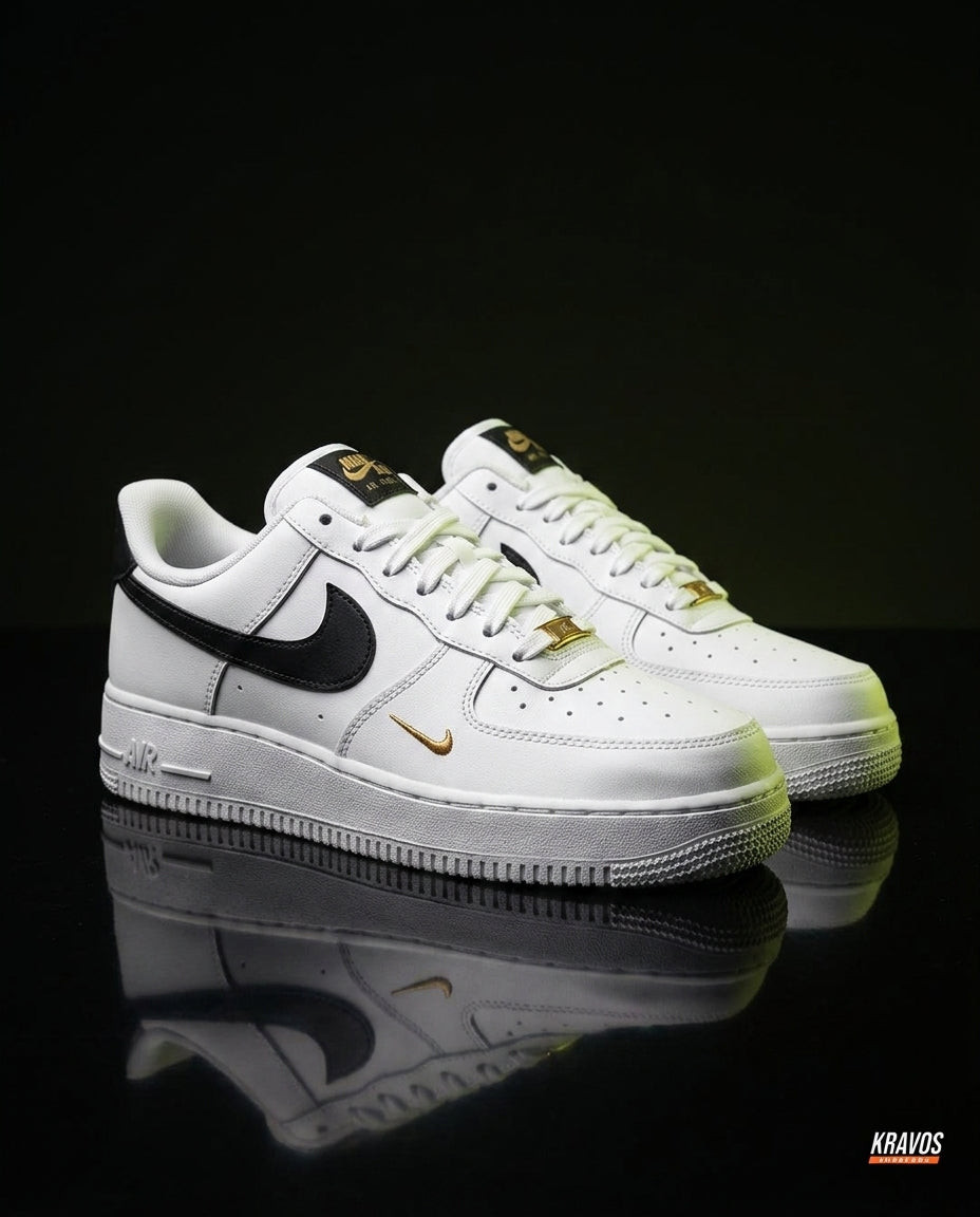 NK Leather Perforated-Toe Low Trainer White Black Gold