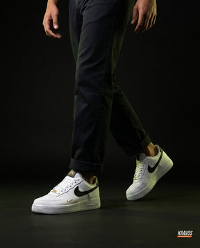 NK Leather Perforated-Toe Low Trainer White Black Gold