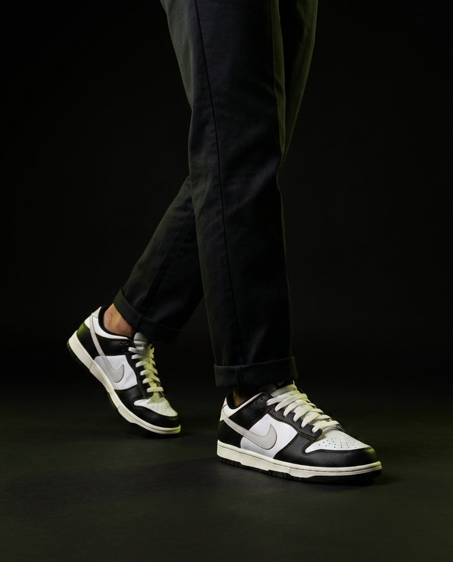 NK Leather Perforated-Toe Skate Trainer Black White