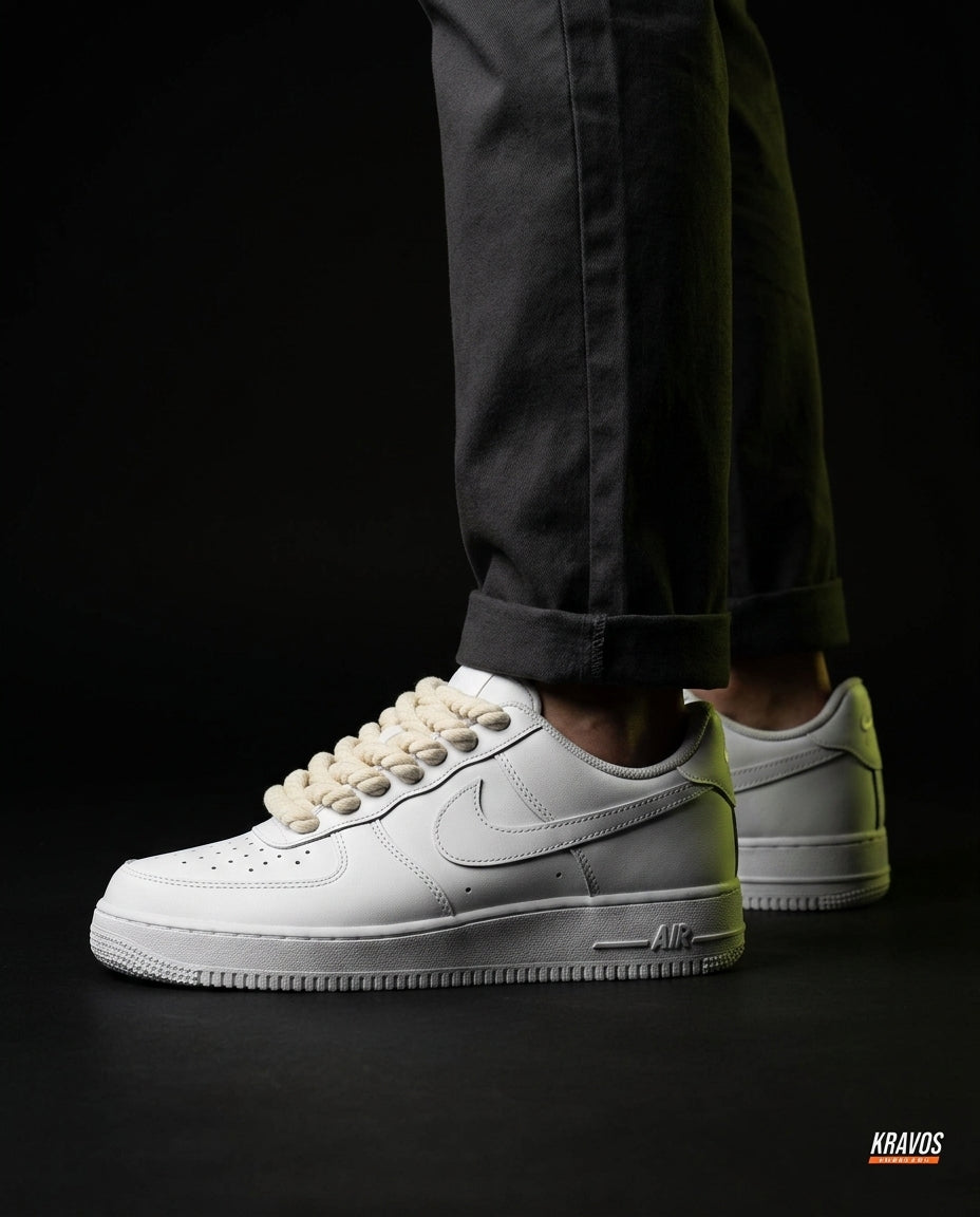 NK Leather Rope-Lace Court Trainer White Cream