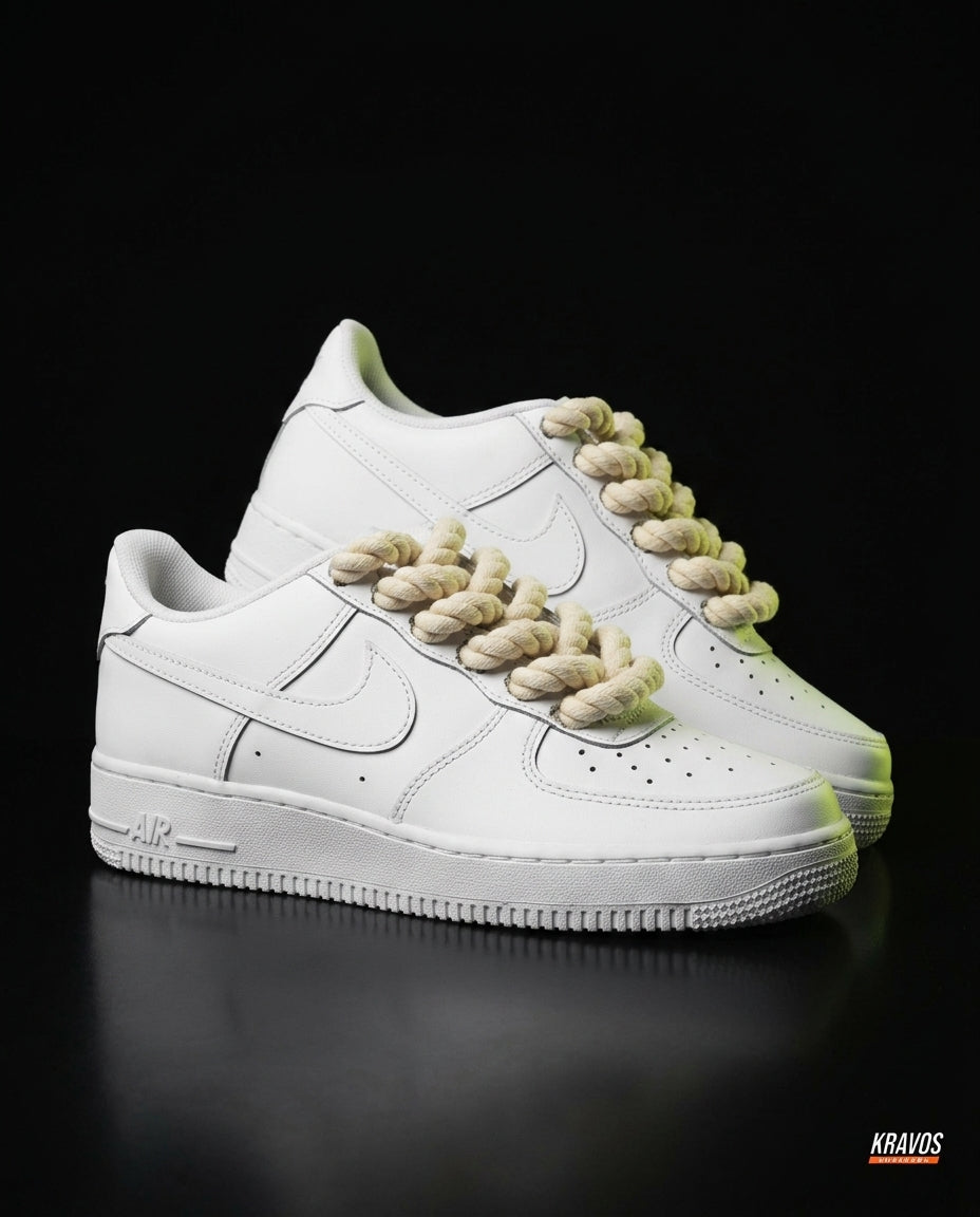NK Leather Rope-Lace Court Trainer White Cream