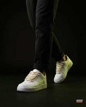 NK Leather Rope-Lace Court Trainer White Cream