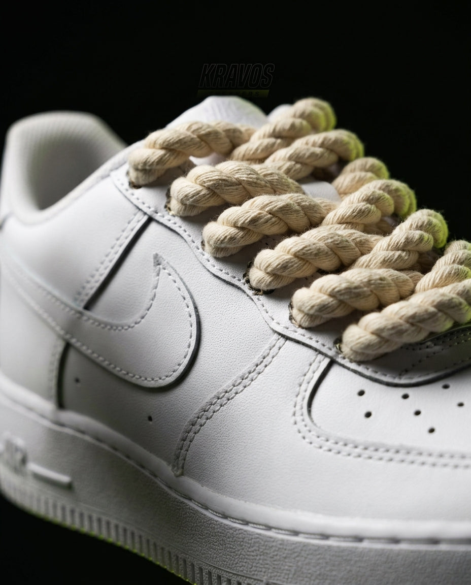 NK Leather Rope-Lace Court Trainer White Cream