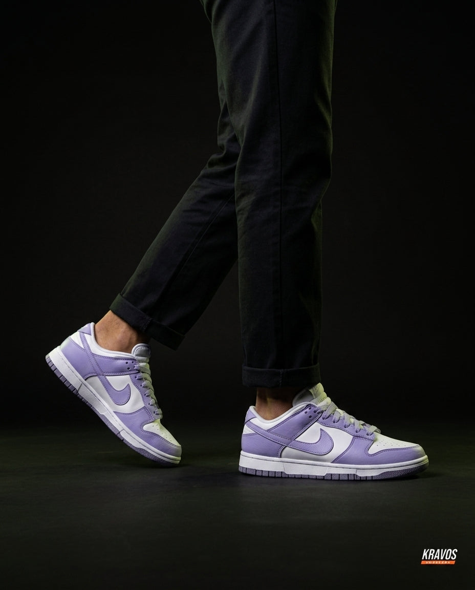 NK Leather Swoosh Overlay Trainer Lilac White