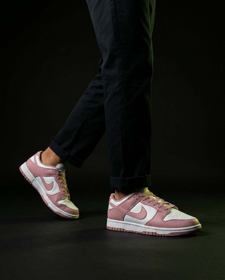 NK Leather Swoosh Overlay Trainer Pink White