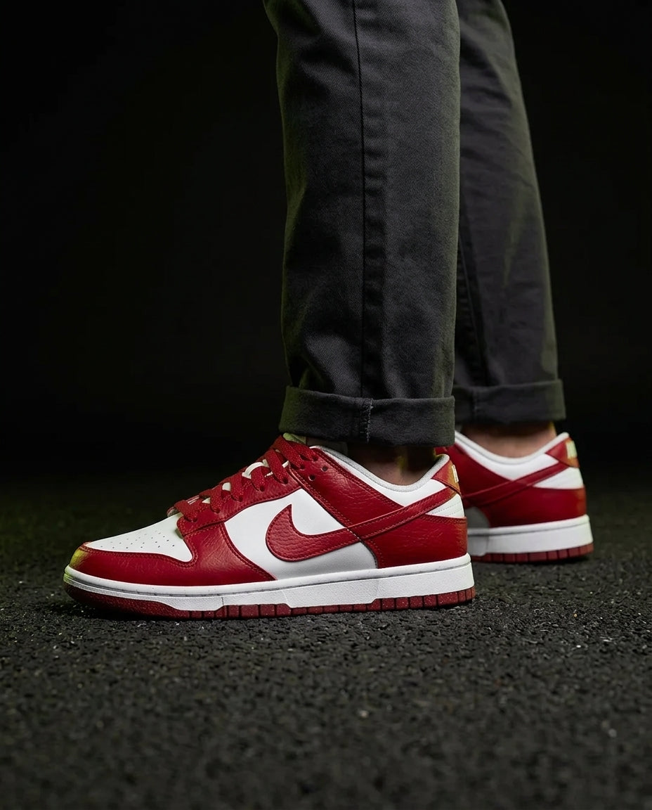 NK Leather Swoosh Overlay Trainer Red White