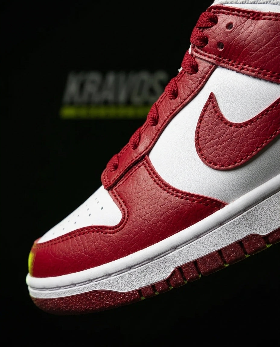 NK Leather Swoosh Overlay Trainer Red White