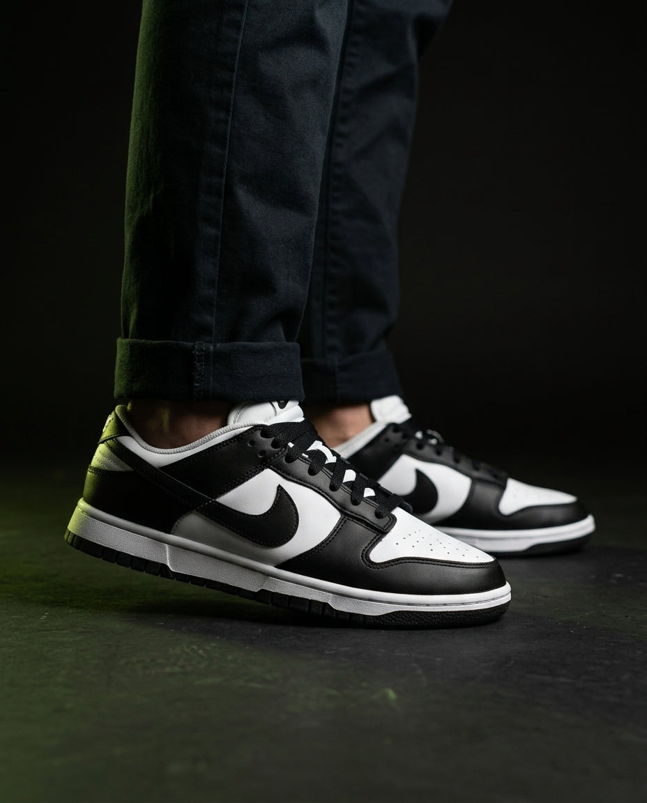 NK Leather Swoosh Overlay Trainer White Black