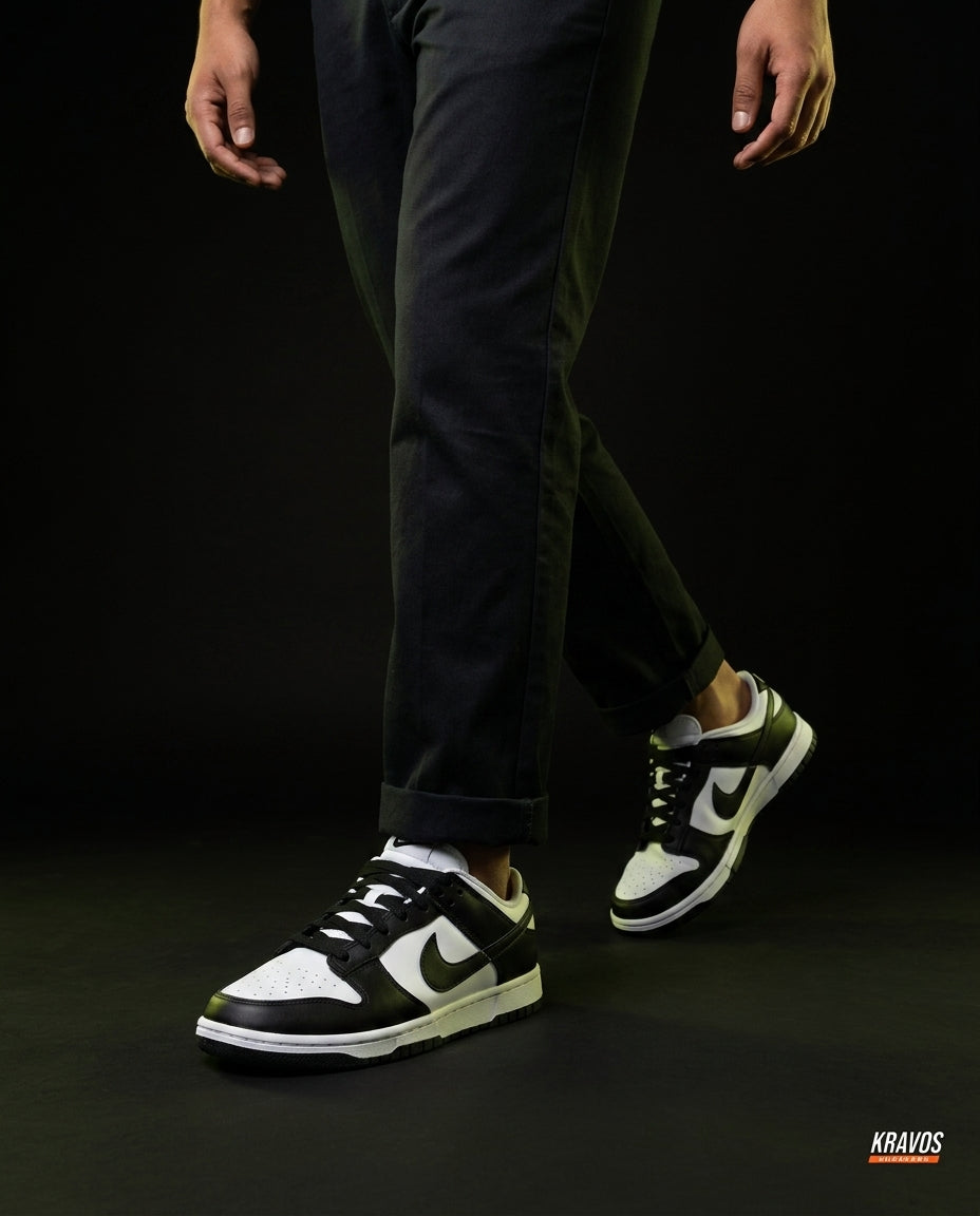 NK Leather Swoosh Overlay Trainer White Black