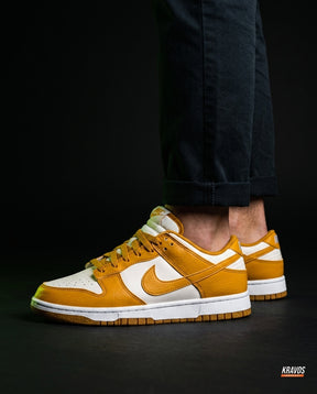 NK Leather Swoosh Overlay Trainer White Gold