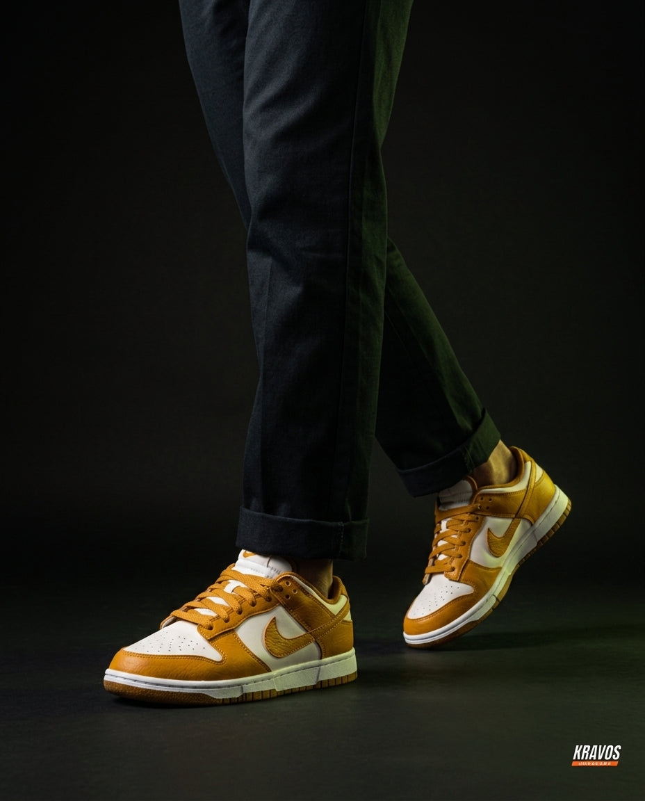 NK Leather Swoosh Overlay Trainer White Gold