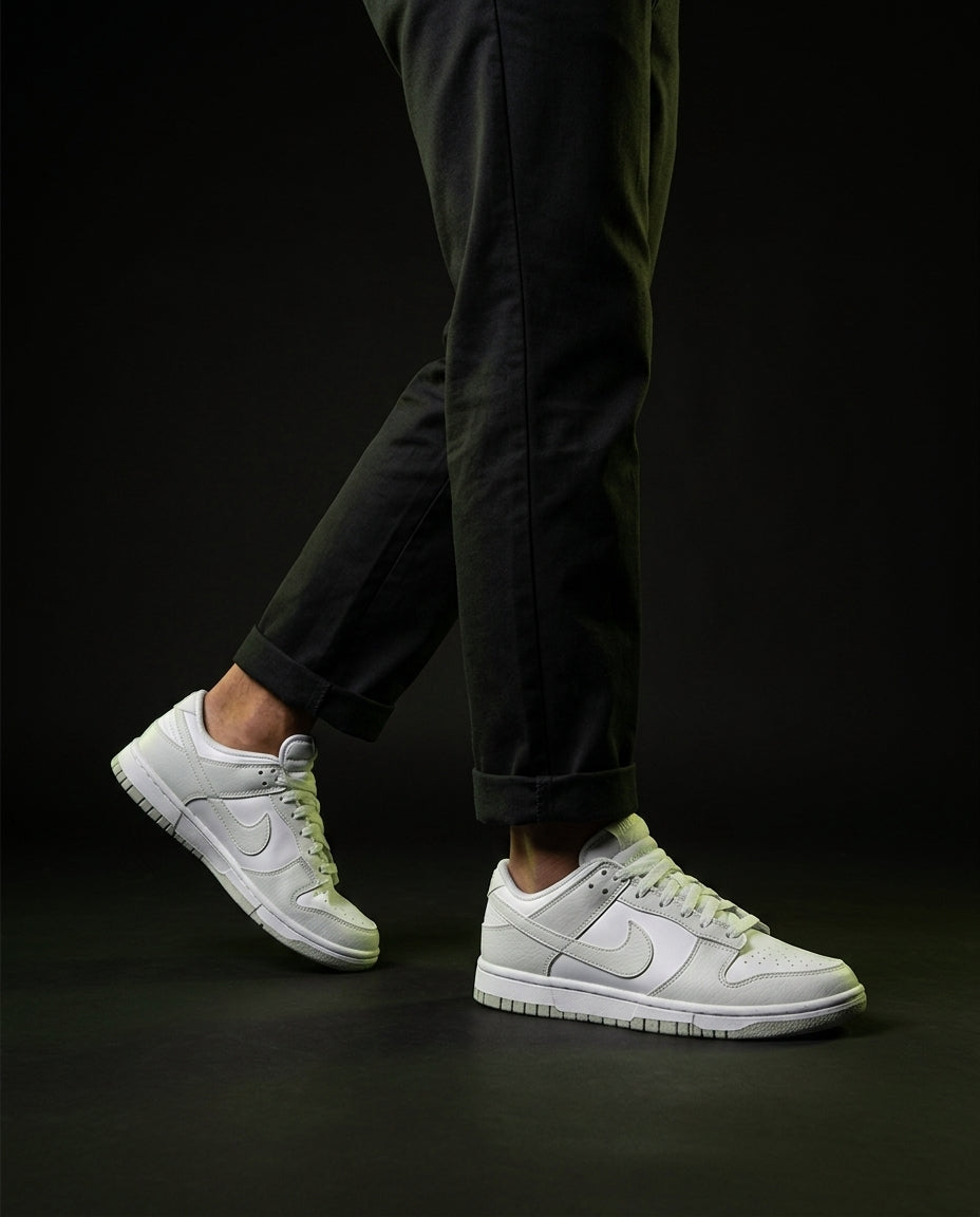 NK Leather Swoosh Overlay Trainer White Grey