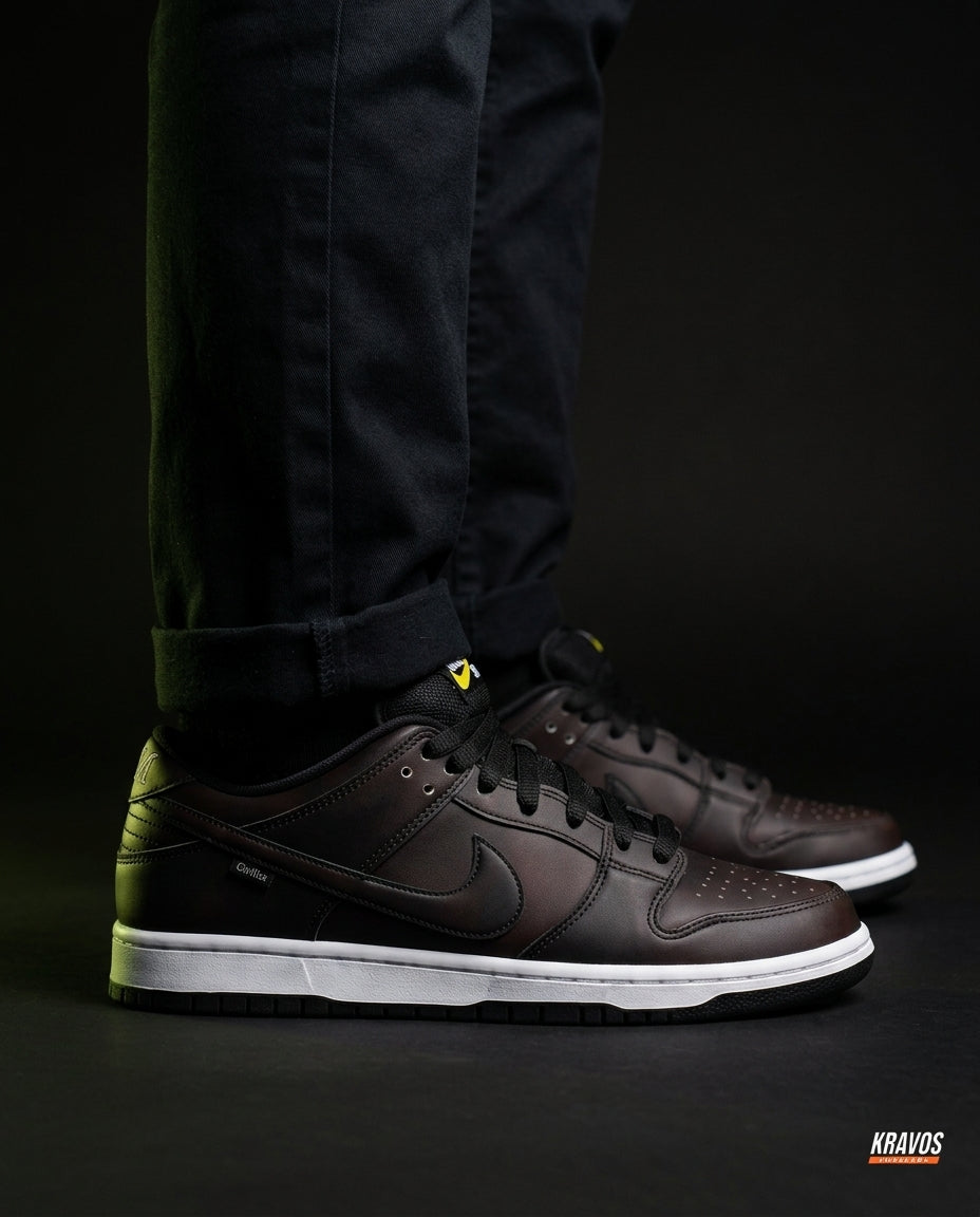 NK Leather Vulcanised Skate Trainer Black White