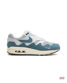 NK Leather Wavy-Panel Air Trainer White Teal Grey #whitetealgrey