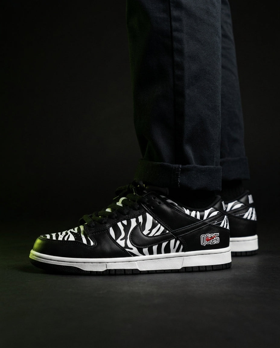 NK Leather Zebra-Print Skate Low