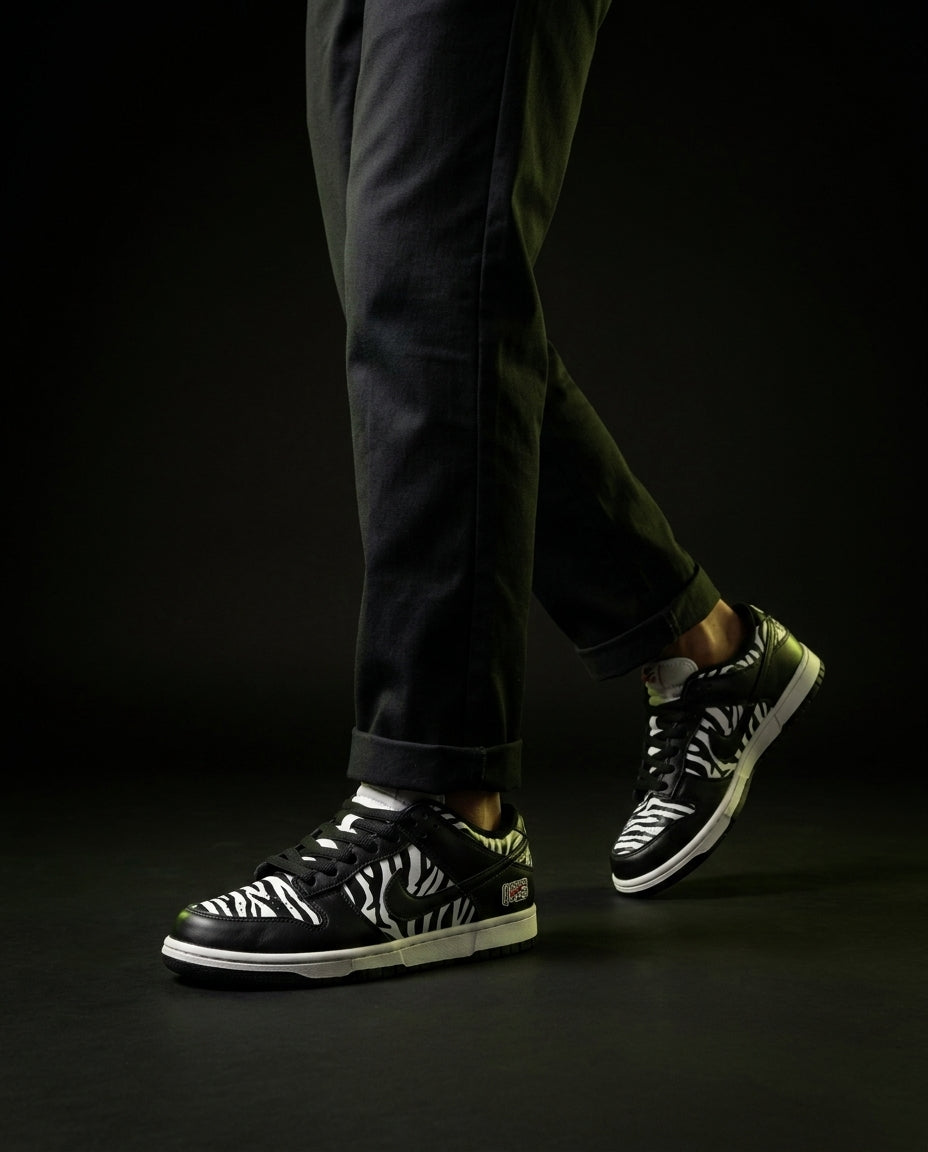 NK Leather Zebra-Print Skate Low