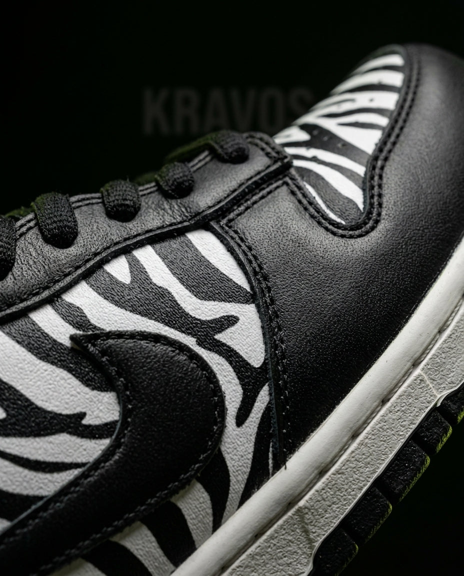 NK Leather Zebra-Print Skate Low
