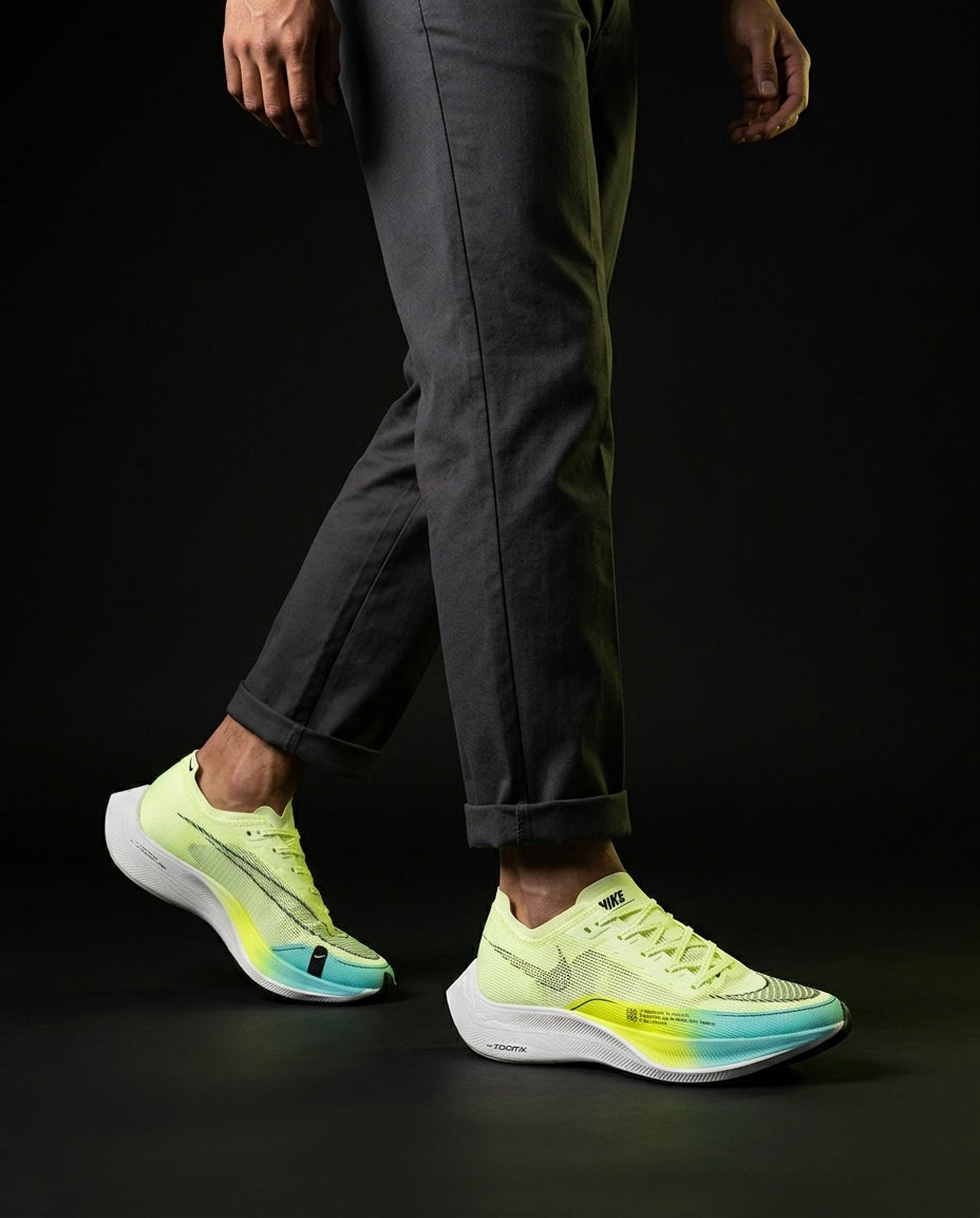 NK Mesh Curved-Heel Racing Runner Volt Aqua White