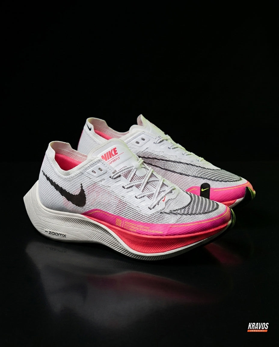 NK Mesh Curved-Heel Racing Runner White Pink Crimson