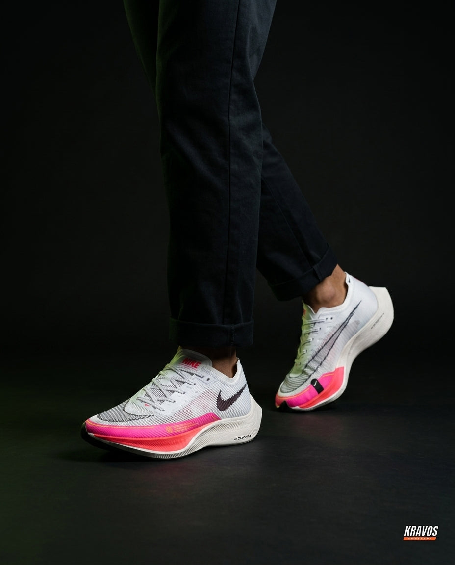 NK Mesh Curved-Heel Racing Runner White Pink Crimson