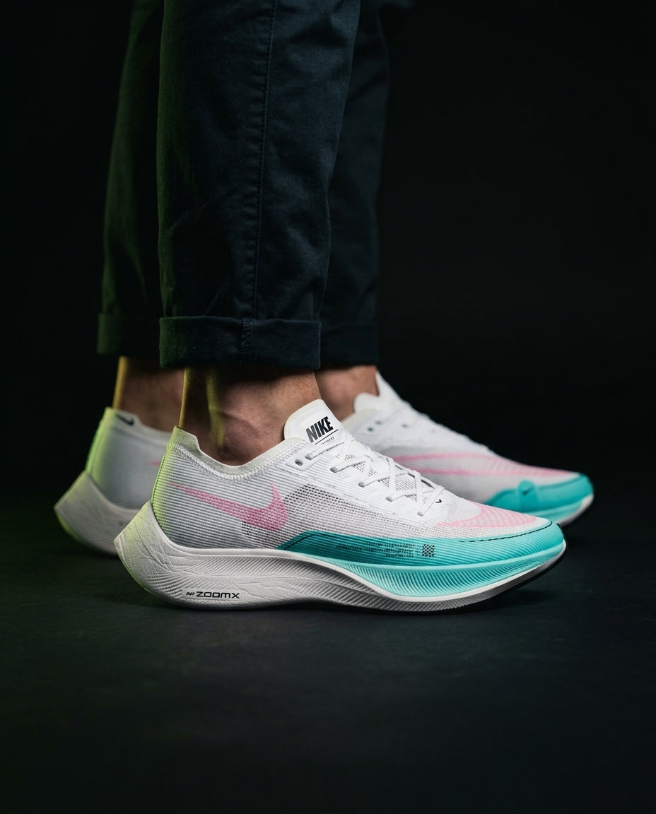 NK Mesh Curved-Heel Racing Runner White Pink Turquoise