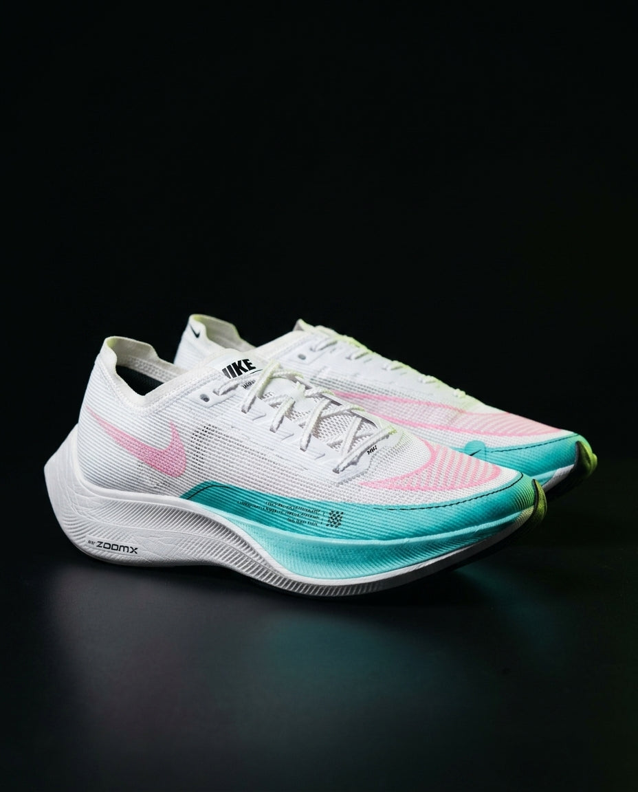 NK Mesh Curved-Heel Racing Runner White Pink Turquoise
