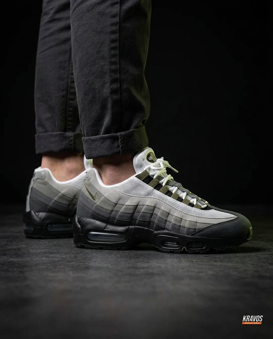 NK Mesh Layered Bubble Runner Grey Black Olive