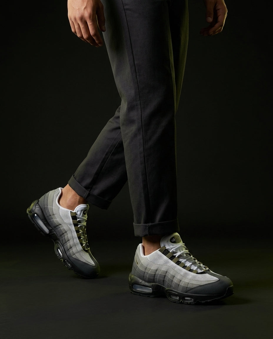 NK Mesh Layered Bubble Runner Grey Black Olive