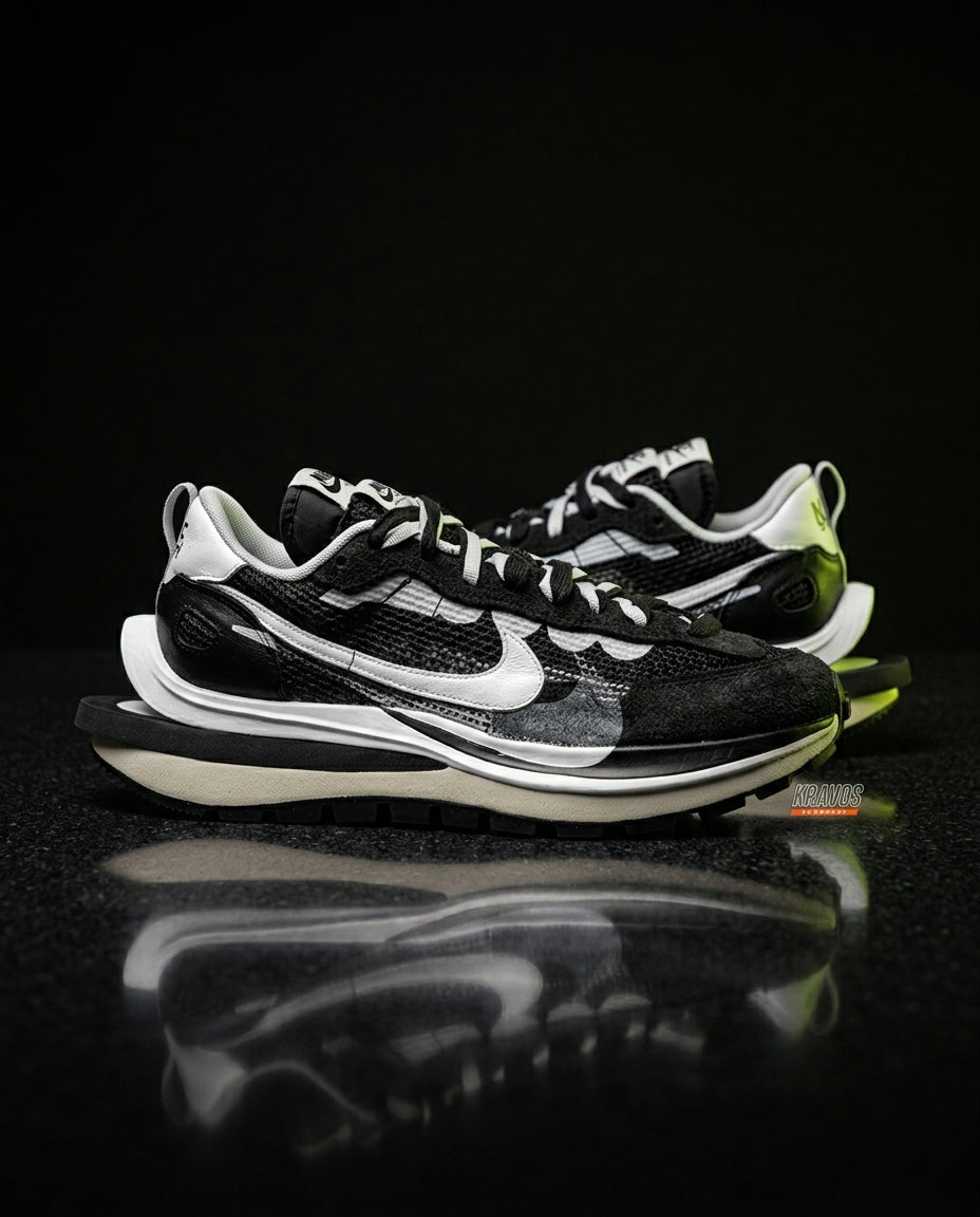 NK Mesh Layered Waffle-Sole Runner Black White
