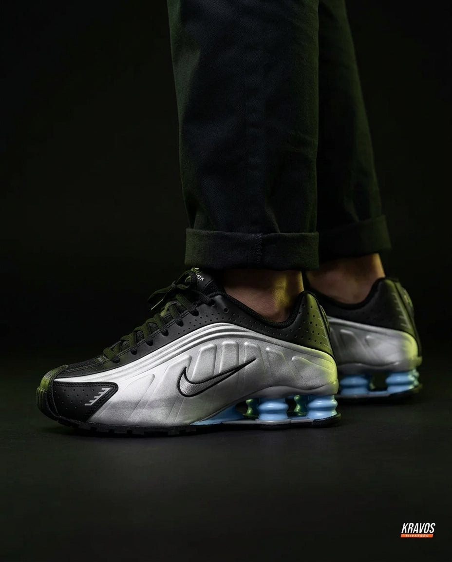 NK R4 Leather Caged Runner Black Silver Blue