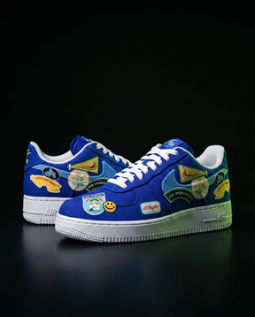 NK Suede Gum-Sole Court Trainer Blue White Multicolor