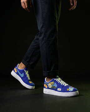 NK Suede Gum-Sole Court Trainer Blue White Multicolor