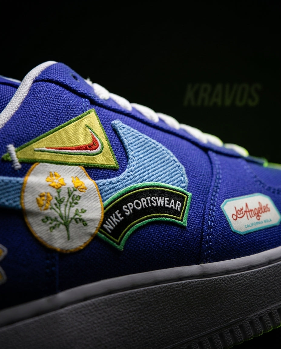 NK Suede Gum-Sole Court Trainer Blue White Multicolor