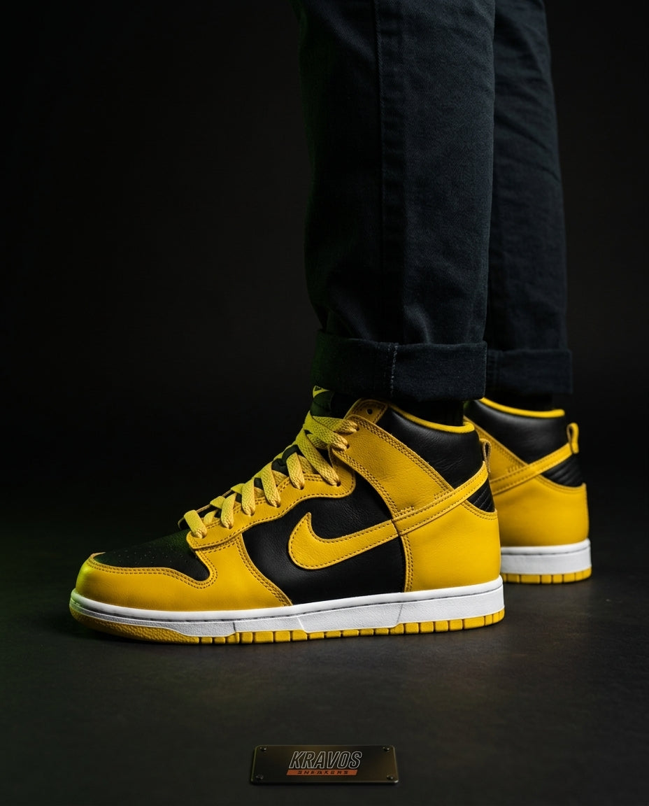 NK Suede Panelled High-Top Trainer Black Yellow