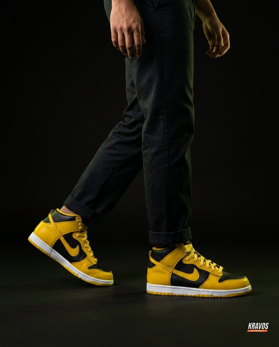 NK Suede Panelled High-Top Trainer Black Yellow