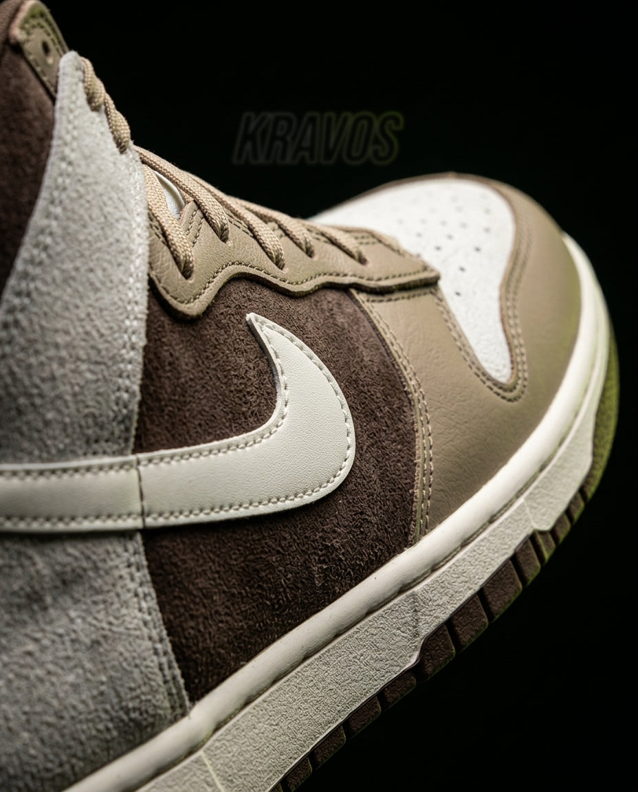 NK Suede Panelled High-Top Trainer Brown Grey White