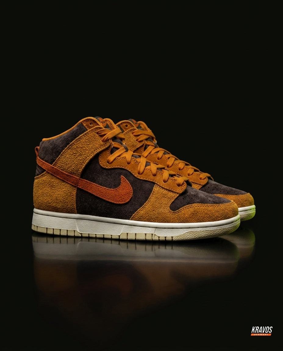 NK Suede Panelled High-Top Trainer Brown Orange