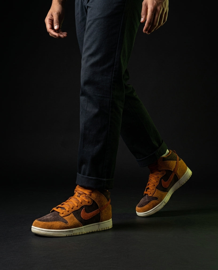 NK Suede Panelled High-Top Trainer Brown Orange