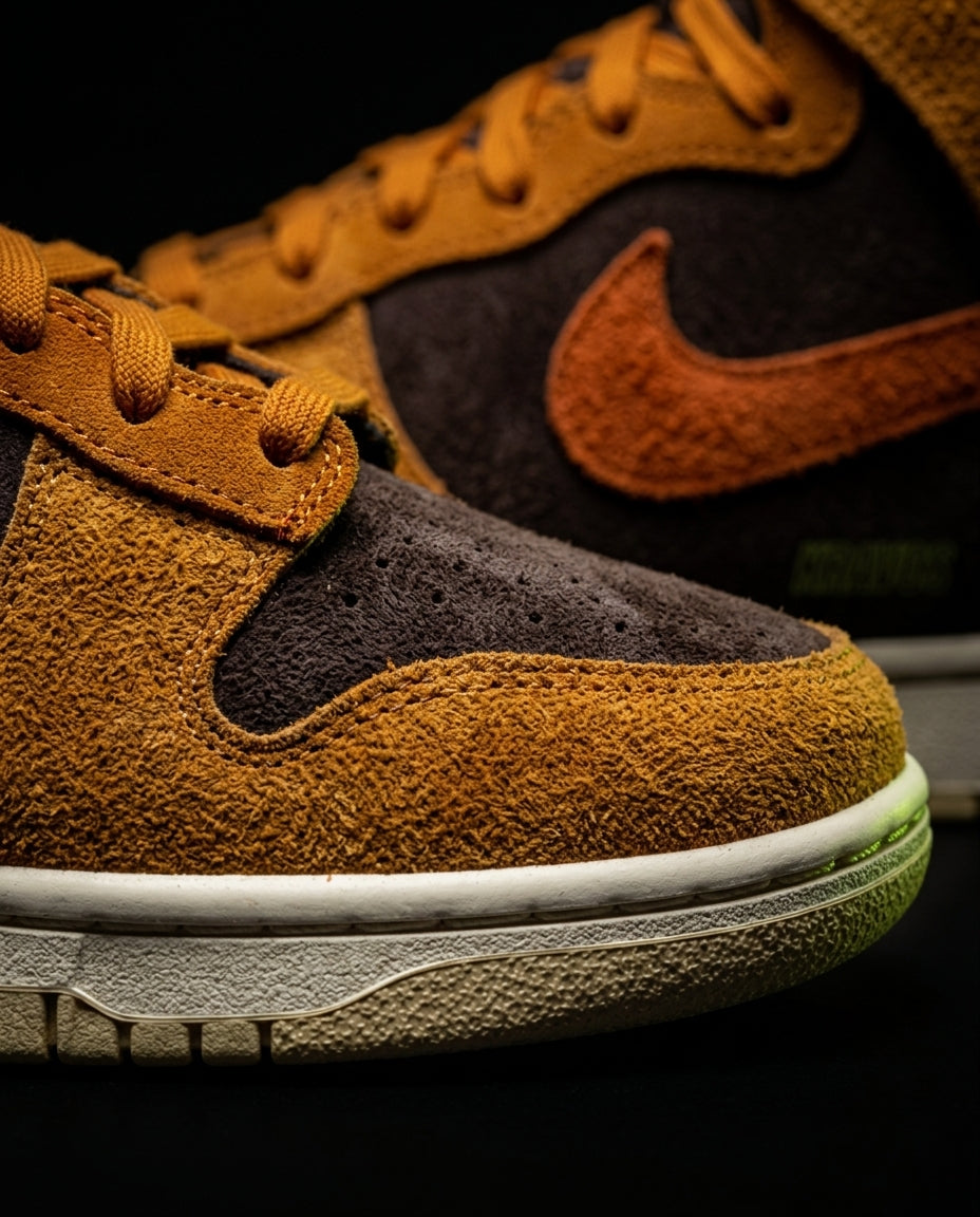 NK Suede Panelled High-Top Trainer Brown Orange