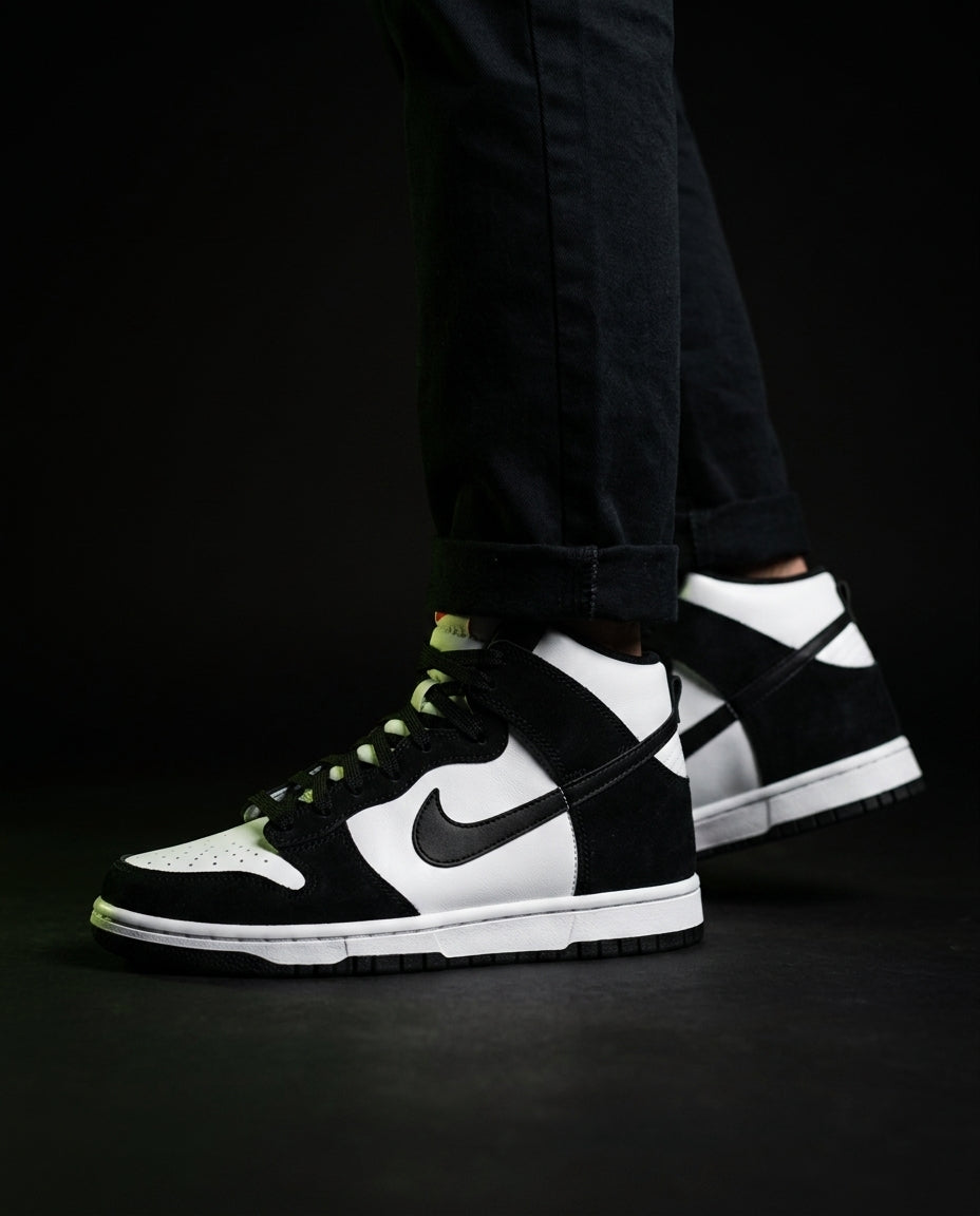 NK Suede Panelled High-Top Trainer White Black