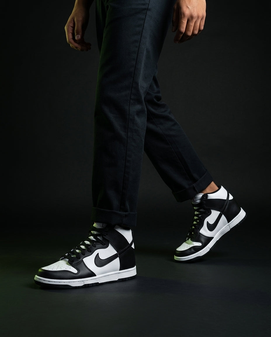 NK Suede Panelled High-Top Trainer White Black