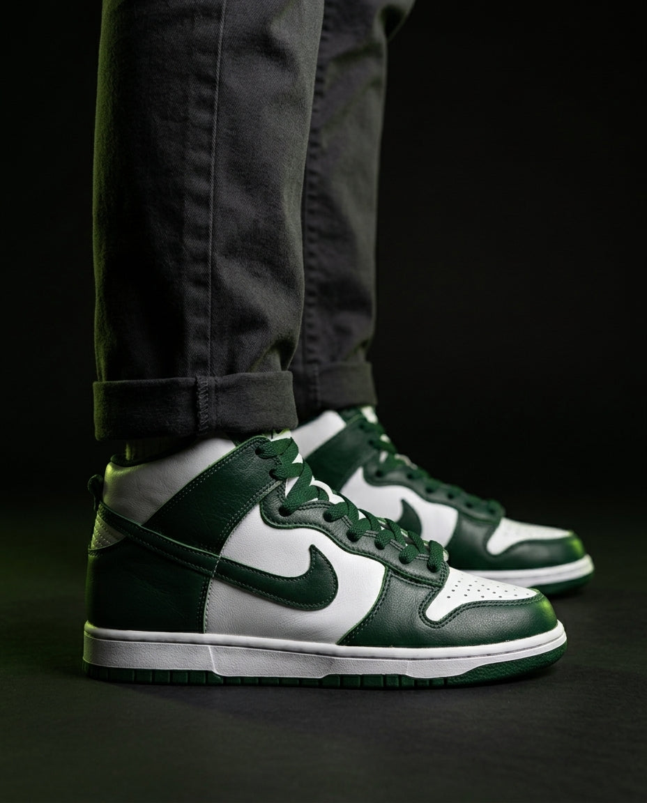 NK Suede Panelled High-Top Trainer White Green