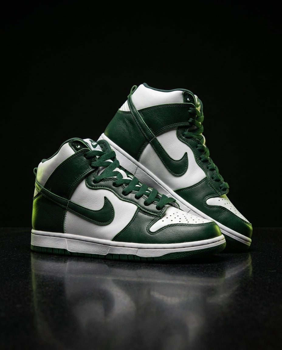 NK Suede Panelled High-Top Trainer White Green