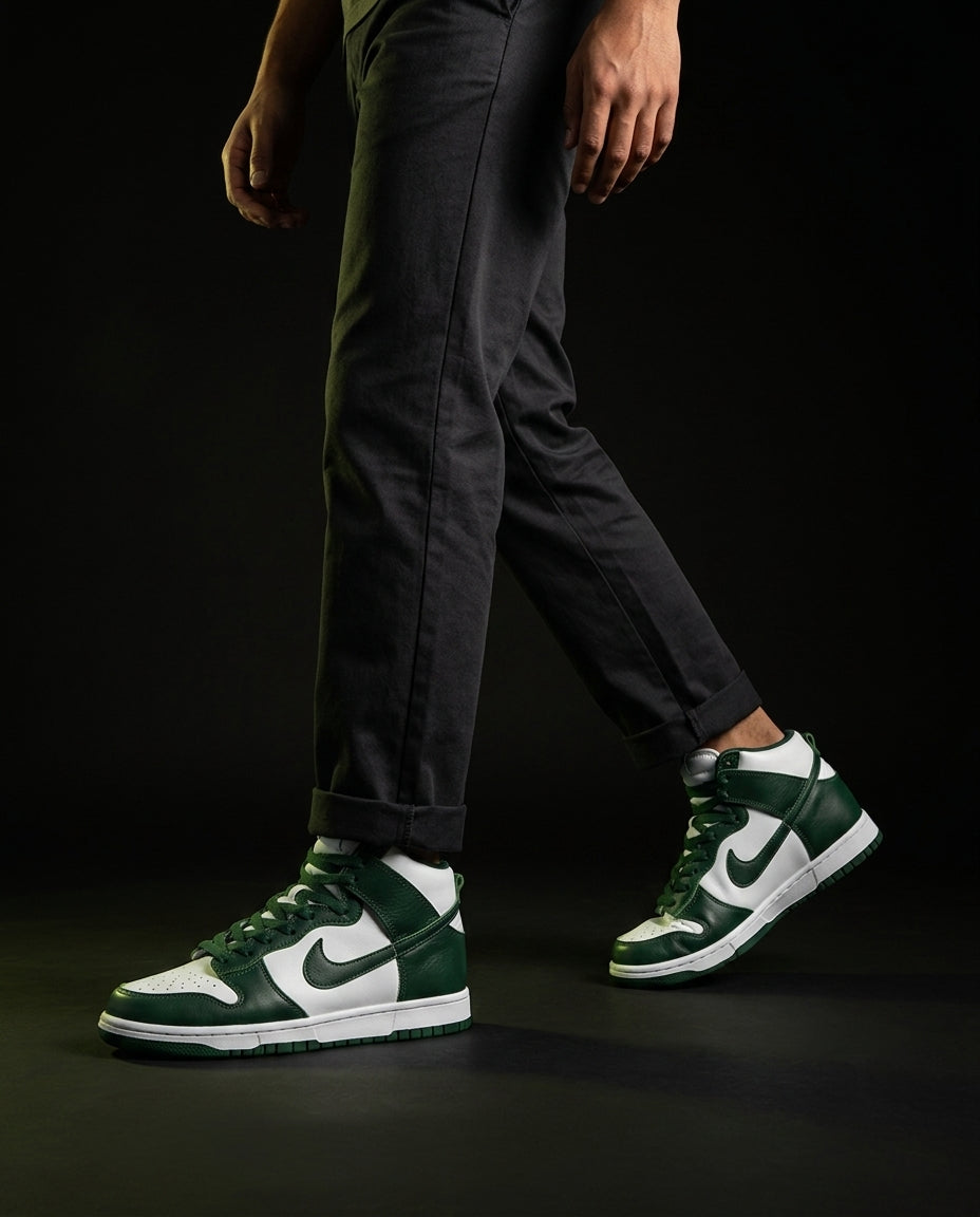 NK Suede Panelled High-Top Trainer White Green