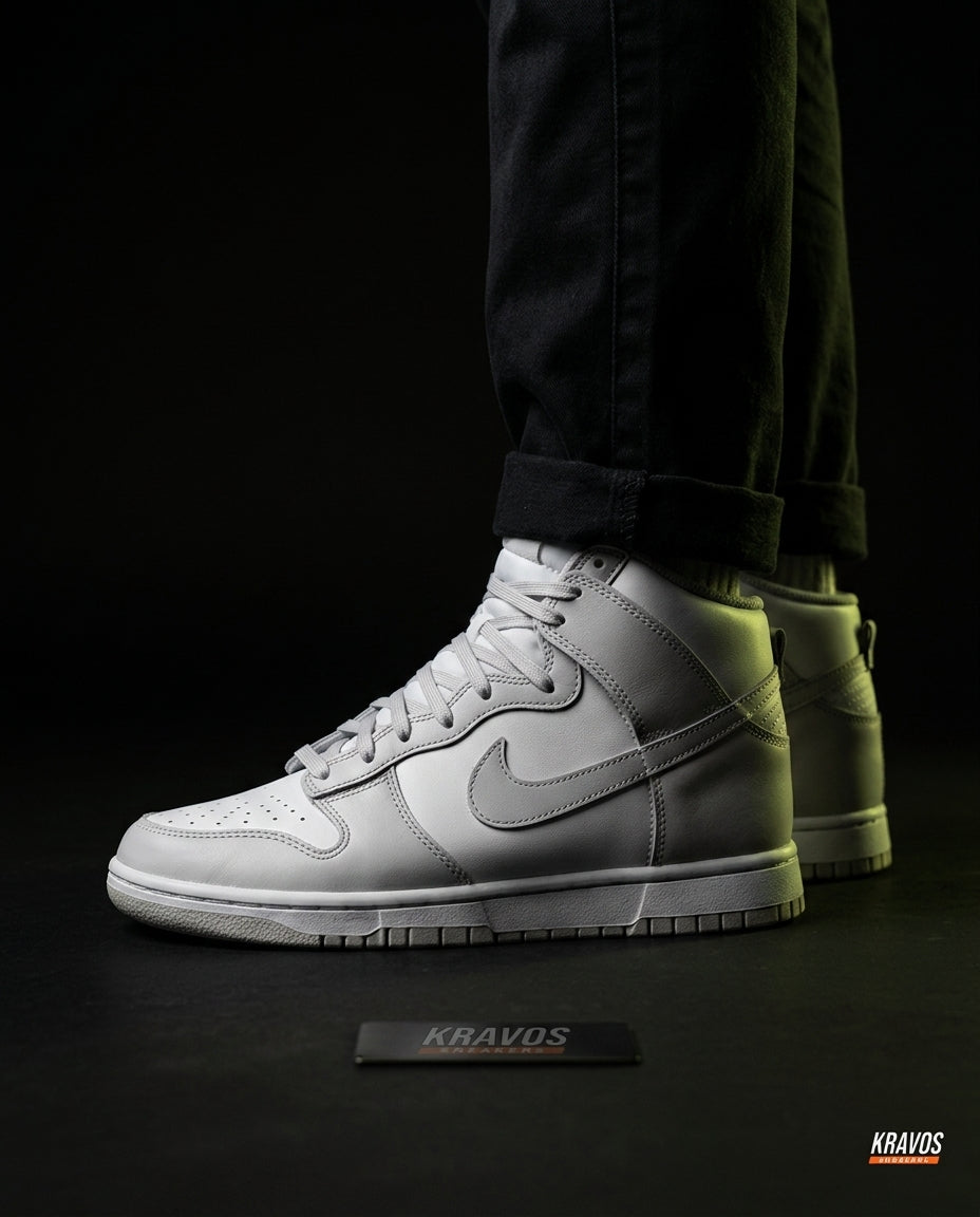 NK Suede Panelled High-Top Trainer White Grey