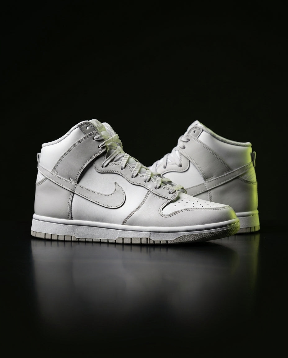 NK Suede Panelled High-Top Trainer White Grey