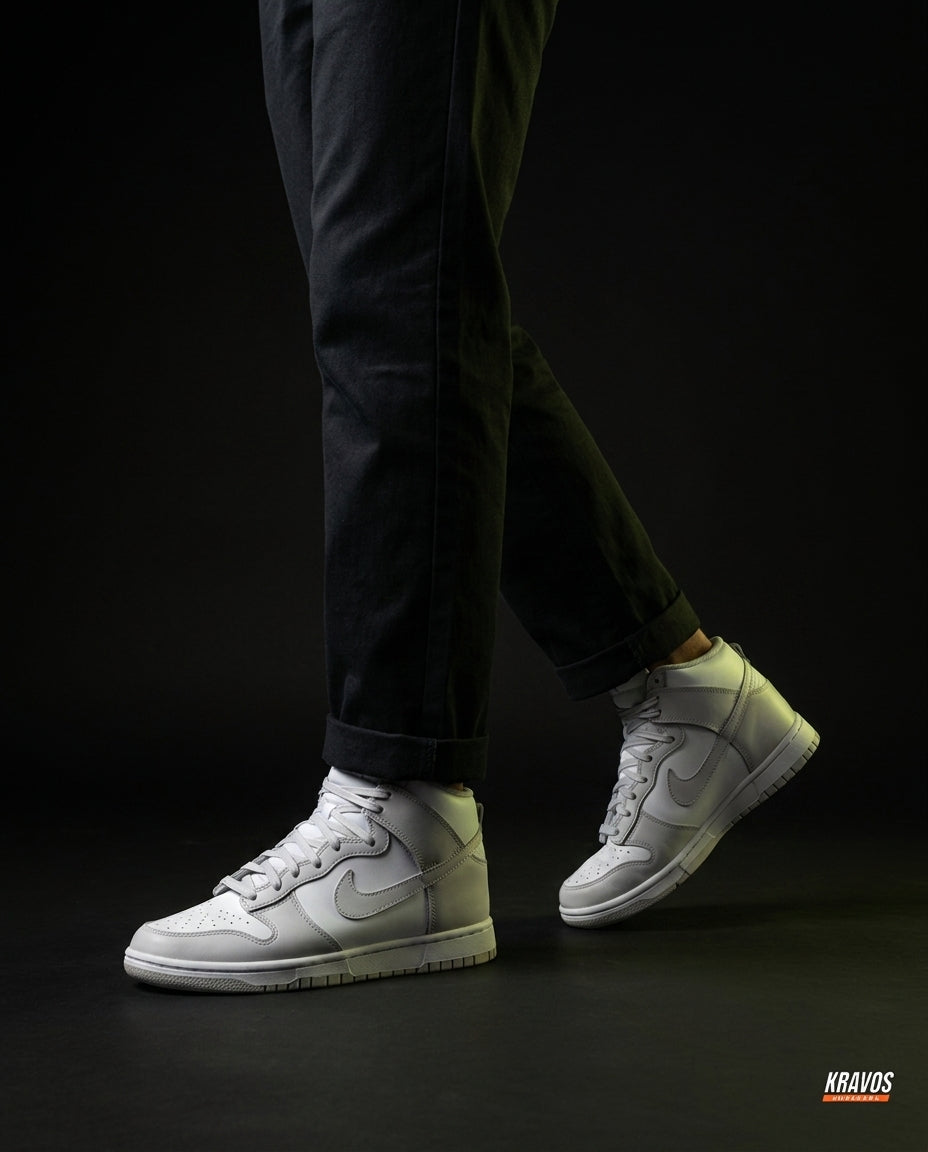 NK Suede Panelled High-Top Trainer White Grey