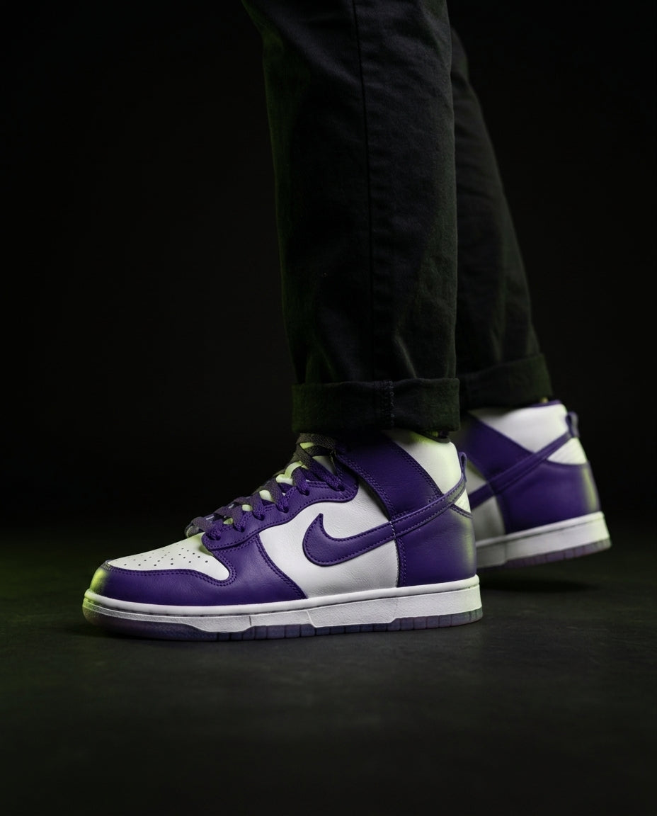 NK Suede Panelled High-Top Trainer White Purple